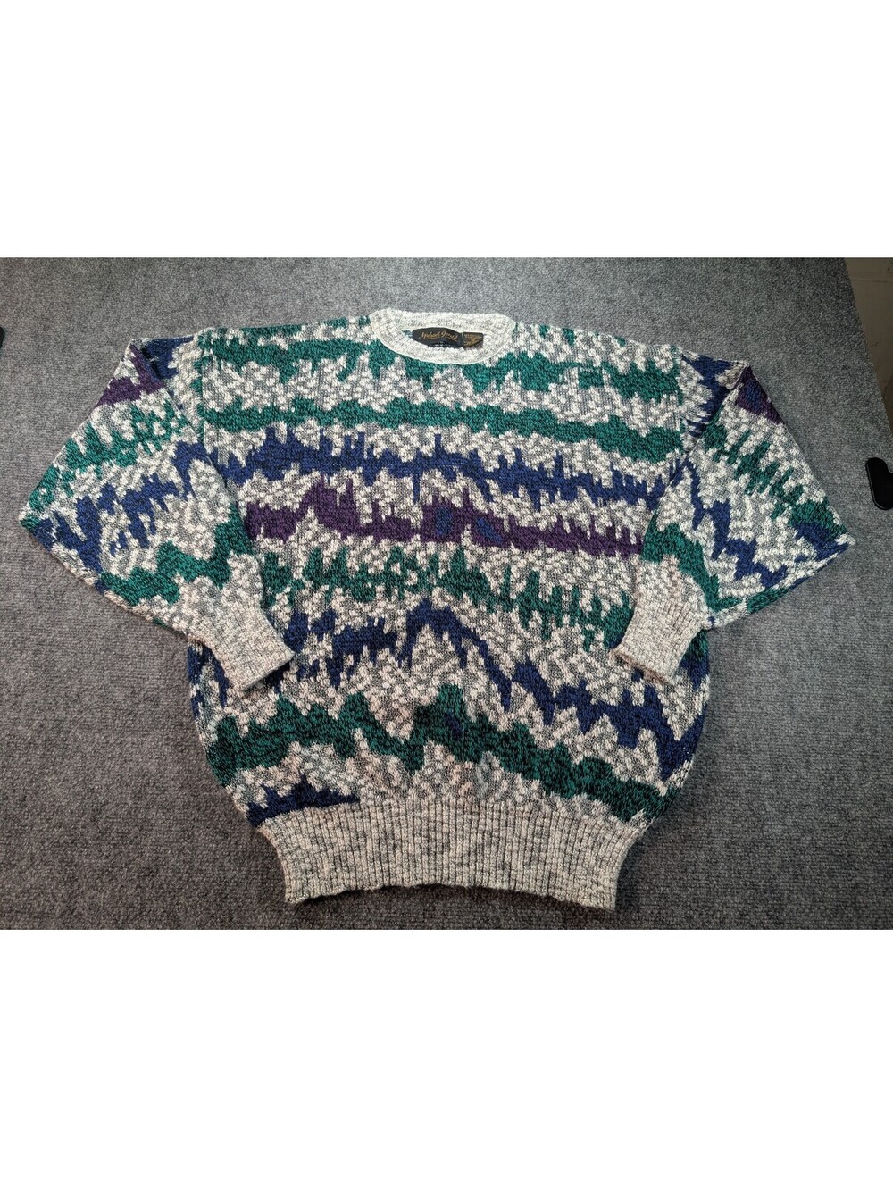 Vintage Michael Gerald Mens XL Multicolor Patterned Acrylic Sweater Grandpacore